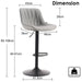 SERENITà Light Grey Modern Height Adjustable Swivel Bar Stools Upholstered Leather Barstool Kitchen Island Chairs with Metal Frame (Set of 2) - Amazingooh Wholesale