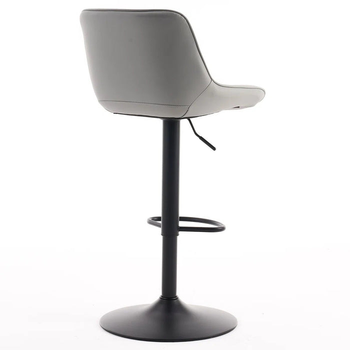 SERENITà Light Grey Modern Height Adjustable Swivel Bar Stools Upholstered Leather Barstool Kitchen Island Chairs with Metal Frame (Set of 2) - Amazingooh Wholesale