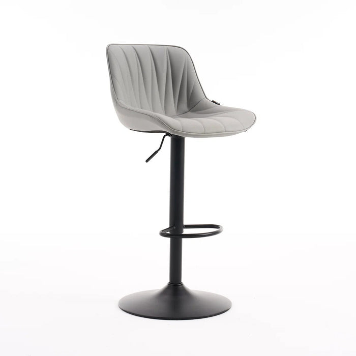 SERENITà Light Grey Modern Height Adjustable Swivel Bar Stools Upholstered Leather Barstool Kitchen Island Chairs with Metal Frame (Set of 2) - Amazingooh Wholesale