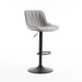 SERENITà Light Grey Modern Height Adjustable Swivel Bar Stools Upholstered Leather Barstool Kitchen Island Chairs with Metal Frame (Set of 2) - Amazingooh Wholesale