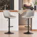 SERENITà Light Grey Modern Height Adjustable Swivel Bar Stools Upholstered Leather Barstool Kitchen Island Chairs with Metal Frame (Set of 2) - Amazingooh Wholesale