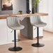 SERENITà Light Grey Modern Height Adjustable Swivel Bar Stools Upholstered Leather Barstool Kitchen Island Chairs with Metal Frame (Set of 2) - Amazingooh Wholesale
