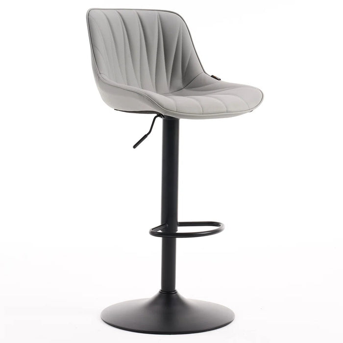 SERENITà Light Grey Modern Height Adjustable Swivel Bar Stools Upholstered Leather Barstool Kitchen Island Chairs with Metal Frame (Set of 2) - Amazingooh Wholesale
