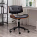 SERENITà Mid - Century Modern Adjustable Office Chair PU Wooden Office Chair (Black/Brown) - Amazingooh Wholesale