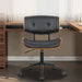 SERENITà Mid - Century Modern Adjustable Office Chair PU Wooden Office Chair (Black/Brown) - Amazingooh Wholesale
