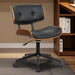 SERENITà Mid - Century Modern Adjustable Office Chair PU Wooden Office Chair (Black/Brown) - Amazingooh Wholesale