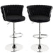 SERENITà Modern Silver Swivel Upholstered Velvet Adjustable Height Counter Stool with Metal Frame Black (Set of 2) - Amazingooh Wholesale