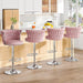SERENITà Modern Silver Swivel Upholstered Velvet Adjustable Height Counter Stool with Metal Frame Pink (Set of 2) - Amazingooh Wholesale