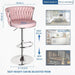 SERENITà Modern Silver Swivel Upholstered Velvet Adjustable Height Counter Stool with Metal Frame Pink (Set of 2) - Amazingooh Wholesale