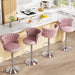 SERENITà Modern Silver Swivel Upholstered Velvet Adjustable Height Counter Stool with Metal Frame Pink (Set of 2) - Amazingooh Wholesale