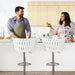 SERENITà Modern Silver Swivel Upholstered Velvet Adjustable Height Counter Stool with Metal Frame White (Set of 2) - Amazingooh Wholesale