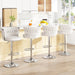SERENITà Modern Silver Swivel Upholstered Velvet Adjustable Height Counter Stool with Metal Frame White (Set of 2) - Amazingooh Wholesale