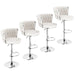 SERENITà Modern Silver Swivel Upholstered Velvet Adjustable Height Counter Stool with Metal Frame White (Set of 2) - Amazingooh Wholesale