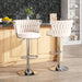 SERENITà Modern Silver Swivel Upholstered Velvet Adjustable Height Counter Stool with Metal Frame White (Set of 2) - Amazingooh Wholesale