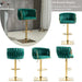 SERENITà Modern Velvet Breakfast Bar Stools Swivel Barstools Adjustable Counter Stools with Backrest Set of 2 Emarald Green - Amazingooh Wholesale