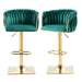 SERENITà Modern Velvet Breakfast Bar Stools Swivel Barstools Adjustable Counter Stools with Backrest Set of 2 Emarald Green - Amazingooh Wholesale