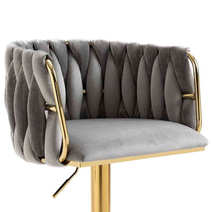 SERENITà Modern Velvet Breakfast Bar Stools Swivel Barstools Adjustable Counter Stools with Backrest Set of 2 Grey - Amazingooh Wholesale