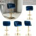 SERENITà Modern Velvet Breakfast Bar Stools Swivel Barstools Adjustable Counter Stools with Backrest Set of 2 Navy Blue - Amazingooh Wholesale