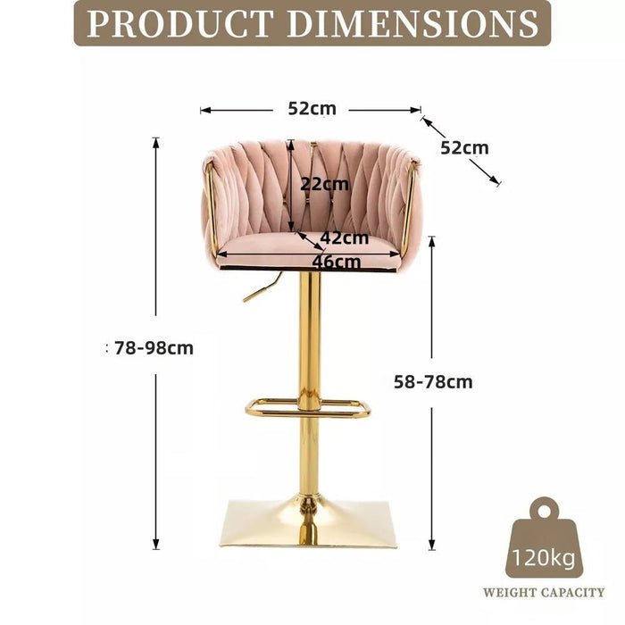 SERENITà Modern Velvet Breakfast Bar Stools Swivel Barstools Adjustable Counter Stools with Backrest Set of 2 Pink - Amazingooh Wholesale