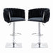 SERENITà Modern Velvet Breakfast Bar Stools Swivel Barstools Adjustable Counter Stools with Backrest (Silver - Black) - Amazingooh Wholesale