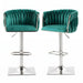 SERENITà Modern Velvet Breakfast Bar Stools Swivel Barstools Adjustable Counter Stools with Backrest (Silver - Emarald Green) - Amazingooh Wholesale
