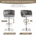 SERENITà Modern Velvet Breakfast Bar Stools Swivel Barstools Adjustable Counter Stools with Backrest (Silver - Grey) - Amazingooh Wholesale