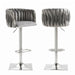 SERENITà Modern Velvet Breakfast Bar Stools Swivel Barstools Adjustable Counter Stools with Backrest (Silver - Grey) - Amazingooh Wholesale