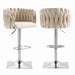SERENITà Modern Velvet Breakfast Bar Stools Swivel Barstools Adjustable Counter Stools with Backrest (Silver - Ivory) - Amazingooh Wholesale