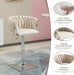 SERENITà Modern Velvet Breakfast Bar Stools Swivel Barstools Adjustable Counter Stools with Backrest (Silver - Ivory) - Amazingooh Wholesale