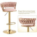 SERENITà Pink Golden Velvet Seat Kitchen Breakfast Bar Stools Counter Height Barstools with Back Cushioned Chairs for Home Bar x2 - Amazingooh Wholesale