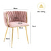 SERENITà Pink Modern Hand Weaving Dining Chairs,Velvet Upholstered Side Chairs with Gold Legs, Chic Vanity Chairs with Armrest, Accent Chair for Dining Room, and Cafe Set of 2 - Amazingooh Wholesale