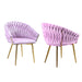 SERENITà Pink Modern Velvet Dining Chairs, Upholstered Living Room Chair with Woven Back and Golden Metal Legs, Mid - Century Accent Set of 2 - Amazingooh Wholesale
