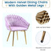 SERENITà Pink Modern Velvet Dining Chairs, Upholstered Living Room Chair with Woven Back and Golden Metal Legs, Mid - Century Accent Set of 2 - Amazingooh Wholesale