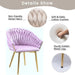 SERENITà Pink Modern Velvet Dining Chairs, Upholstered Living Room Chair with Woven Back and Golden Metal Legs, Mid - Century Accent Set of 2 - Amazingooh Wholesale