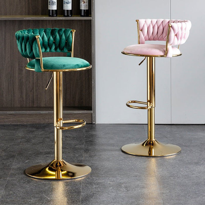 SERENITà Pink Velvet Seat Kitchen Breakfast Bar Stools Counter Height Barstools with Back Cushioned Chairs for Home Bar x2 - Amazingooh Wholesale
