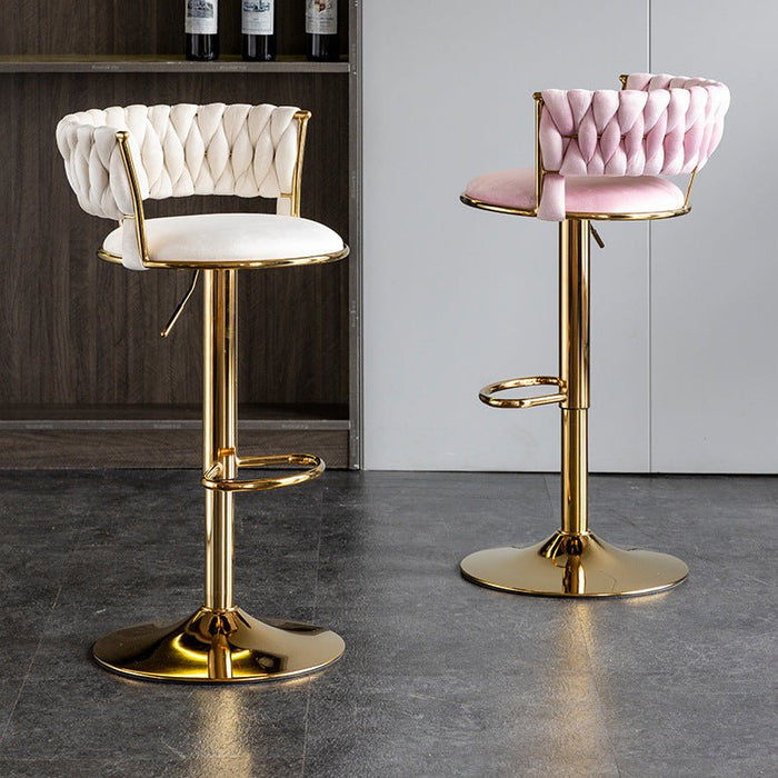 SERENITà Pink Velvet Seat Kitchen Breakfast Bar Stools Counter Height Barstools with Back Cushioned Chairs for Home Bar x2 - Amazingooh Wholesale