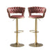 SERENITà Red Bean Brown Velvet Seat Kitchen Breakfast Bar Stools Counter Height Barstools with Back Cushioned Chairs for Home Bar x2 - Amazingooh Wholesale