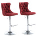 SERENITà Red Velvet Bar Stools Adjustable Swivel Counter Height Chairs with Tufted Back and Nailhead Trim for Kitchen Island Pub Restaurant (2Pcs, Chrome Metal) - Amazingooh Wholesale