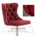 SERENITà Red Velvet Bar Stools Adjustable Swivel Counter Height Chairs with Tufted Back and Nailhead Trim for Kitchen Island Pub Restaurant (2Pcs, Chrome Metal) - Amazingooh Wholesale