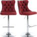 SERENITà Red Velvet Bar Stools Adjustable Swivel Counter Height Chairs with Tufted Back and Nailhead Trim for Kitchen Island Pub Restaurant (2Pcs, Chrome Metal) - Amazingooh Wholesale