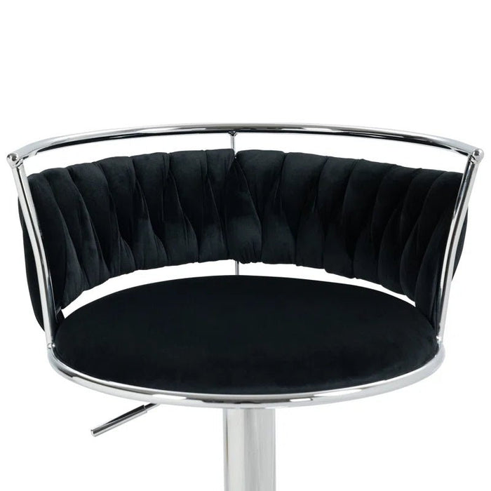 SERENITà Silver Swivel Upholstered Velvet Adjustable Height Counter Stool with Metal Frame Black (Set of 2) - Amazingooh Wholesale