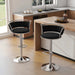 SERENITà Silver Swivel Upholstered Velvet Adjustable Height Counter Stool with Metal Frame Black (Set of 2) - Amazingooh Wholesale