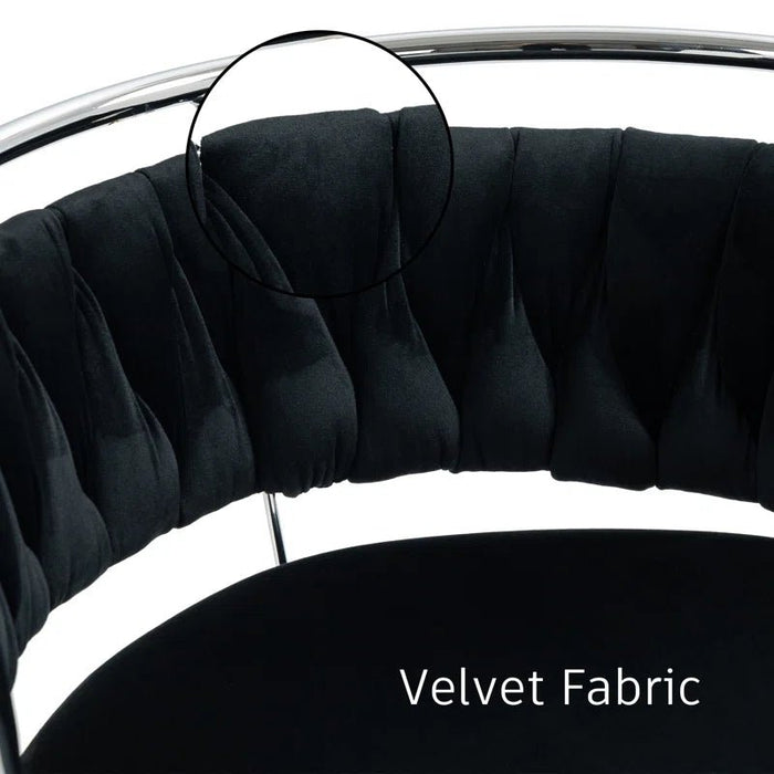 SERENITà Silver Swivel Upholstered Velvet Adjustable Height Counter Stool with Metal Frame Black (Set of 2) - Amazingooh Wholesale