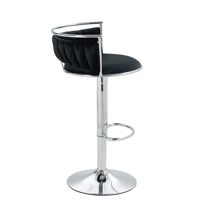 SERENITà Silver Swivel Upholstered Velvet Adjustable Height Counter Stool with Metal Frame Black (Set of 2) - Amazingooh Wholesale