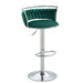 SERENITà Silver Swivel Upholstered Velvet Adjustable Height Counter Stool with Metal Frame Emerald Green (Set of 2) - Amazingooh Wholesale