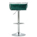 SERENITà Silver Swivel Upholstered Velvet Adjustable Height Counter Stool with Metal Frame Emerald Green (Set of 2) - Amazingooh Wholesale