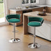 SERENITà Silver Swivel Upholstered Velvet Adjustable Height Counter Stool with Metal Frame Emerald Green (Set of 2) - Amazingooh Wholesale
