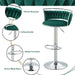 SERENITà Silver Swivel Upholstered Velvet Adjustable Height Counter Stool with Metal Frame Emerald Green (Set of 2) - Amazingooh Wholesale