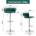 SERENITà Silver Swivel Upholstered Velvet Adjustable Height Counter Stool with Metal Frame Emerald Green (Set of 2) - Amazingooh Wholesale