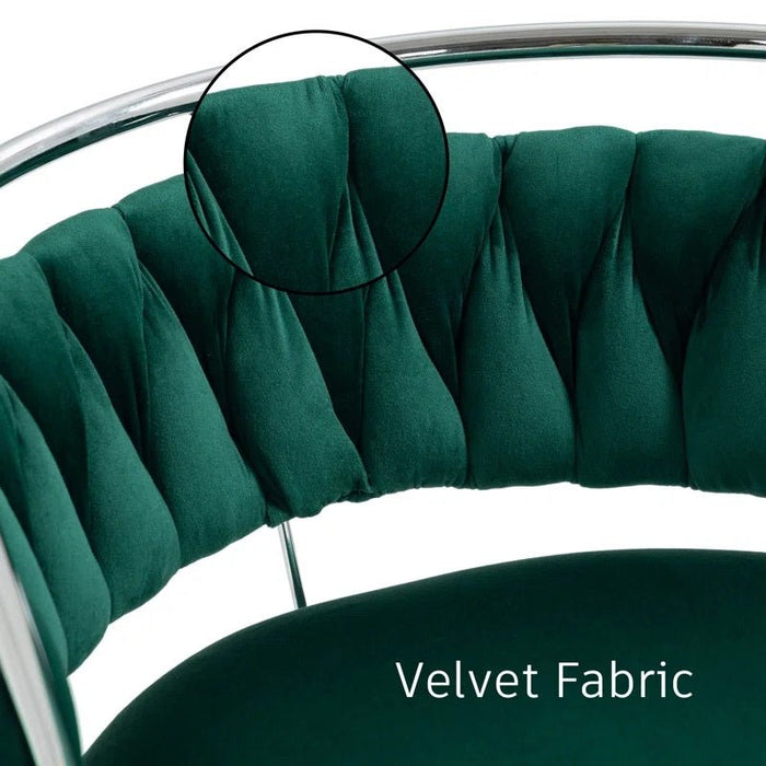 SERENITà Silver Swivel Upholstered Velvet Adjustable Height Counter Stool with Metal Frame Emerald Green (Set of 2) - Amazingooh Wholesale